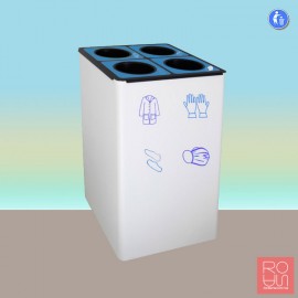 Paperera metàl·lica per a reciclatge amb quatre aros subjecta-bosses 186L